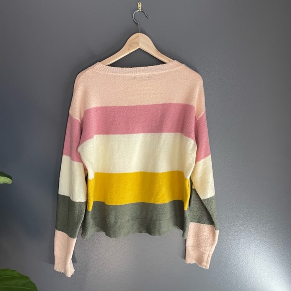 FRNCH Women Striped Long Sleeve Colorblock Sweater - Picture 2 of 5